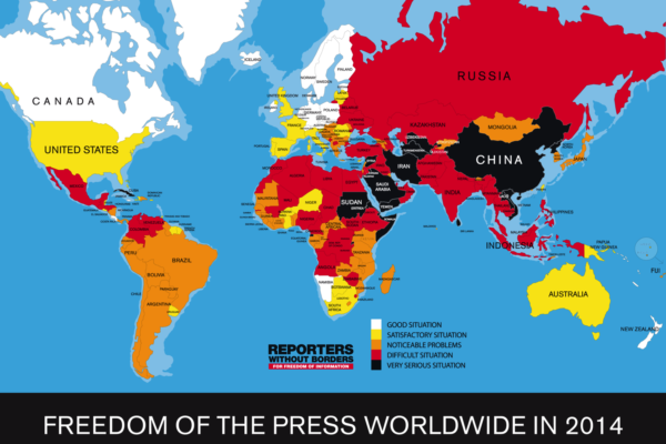 Persvrijheid 2014 in kaart gebracht